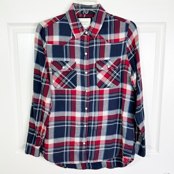 Forever 21 Tops - Forever 21 Western Style Long Sleeve Plaid Button Down Shirt Size S